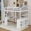 Lit mezzanine double en bois avec bureau