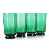 Martha Stewart Crispa 4 Piece 18 Ounce Handmade Hi Ball Glassware Set - Jade Green