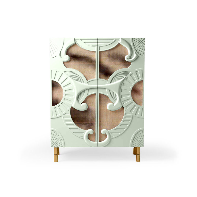 Traje De Luces 47'' Bar Cabinet, Jade/Polished Brass