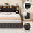Bookcase Headboard with Charging Station & LED Lights, Upholstered Storage Headboard with Open Shelves-923117126-923117124