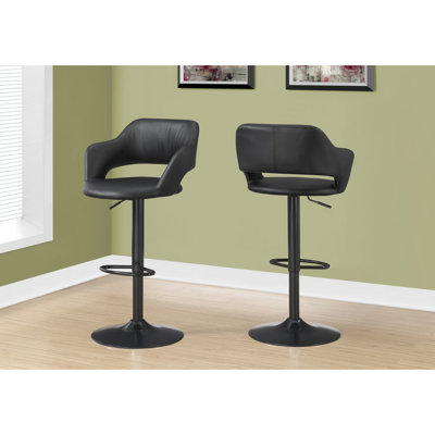 Tabouret de comptoir réglable noir avec structure en similicuir et structure en métal