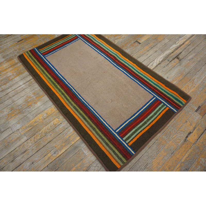 Vintage American Hooked Mid Century Modern Rug