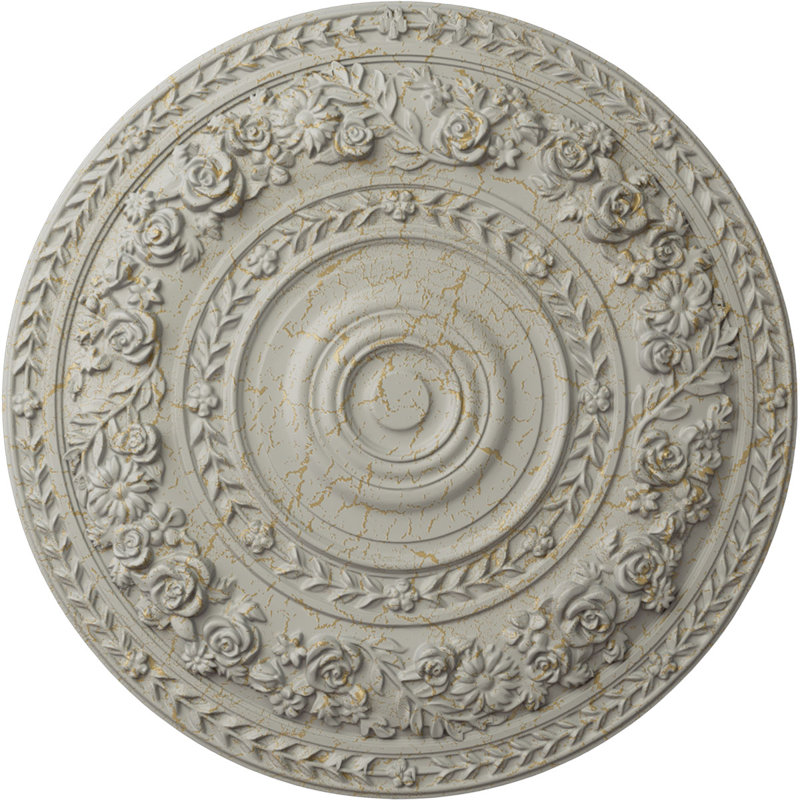 33 médaillon de plafond rose P 7 7/8 po x P 2 3/8 po (convient aux auvents jusqu'à 13 1/2 po), Pot de crème craquelé