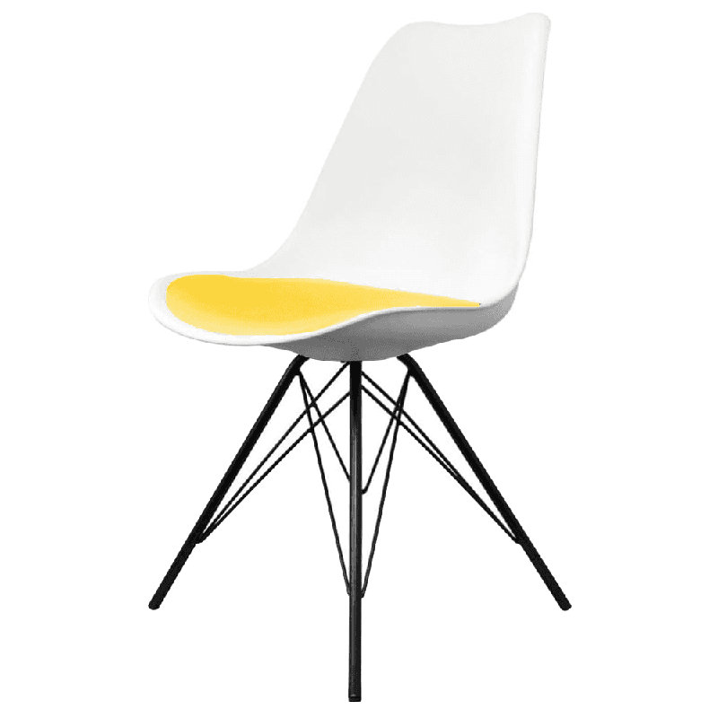 Aneta Plastic Side Chair, Yellow/White