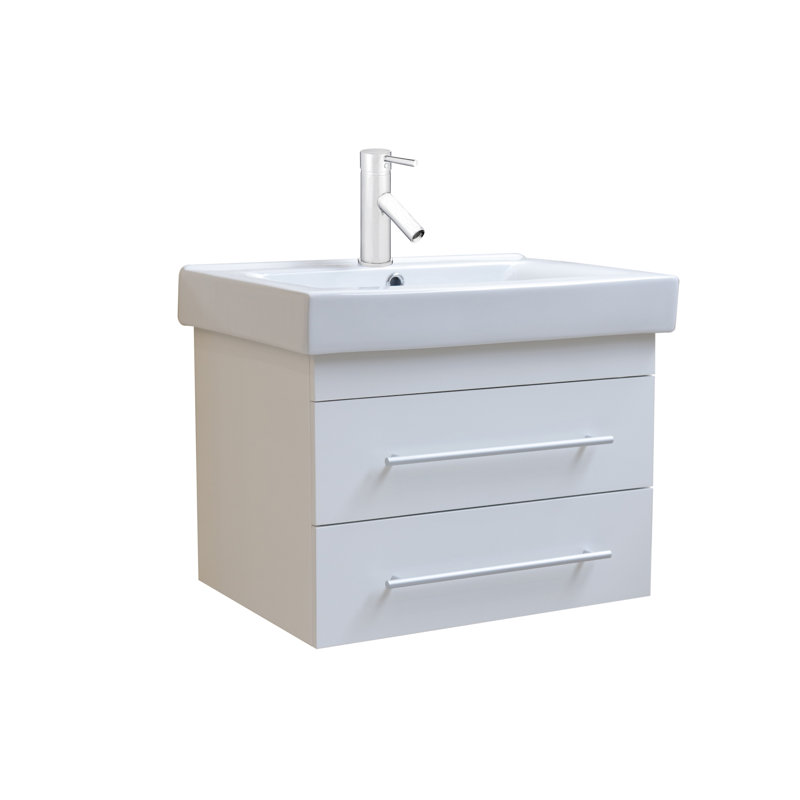 Leota 24.25'' Single Bathroom Vanity with Ceramic Top, White
