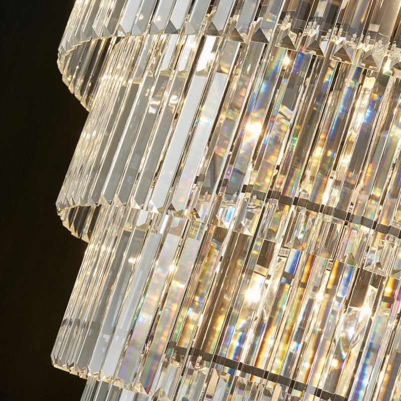 30" W 22-Light Dimmable Tiered Chandelier, Matte Black