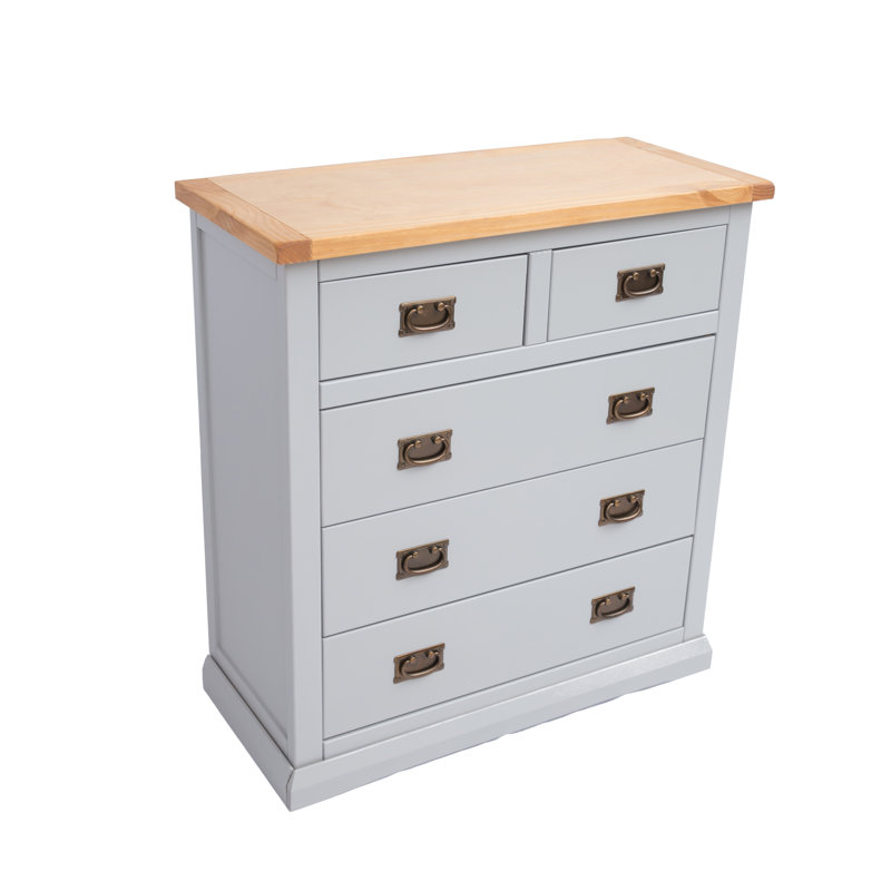 Dotson 90cm W 5 - Drawer Chest of Drawers, Light Brown/Grey