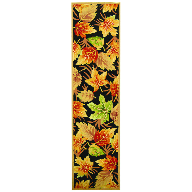 Kinchen Hand Hooked Wool Pile Floral Rug, Runner 2'6" x 10'