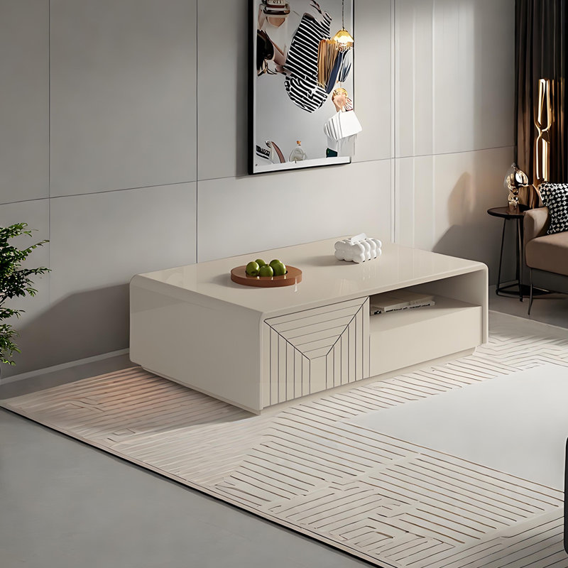 Cream Style Modern Coffee Table, 16.53" H x 47.24" L x 23.62" W