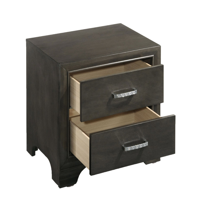 2 Table de chevet grise rustique pour chambre à coucher avec rangement pratique