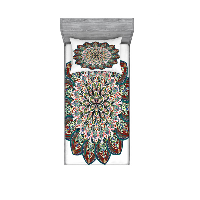 Ensemble de draps Univers avec lignes victoriennes et ornements, Taie d'oreiller pour lit simple