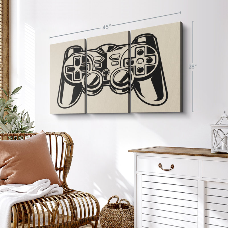 Illustration de contrôleur de jeu sur toile, H 28 po x l 45 po x P 1,25 po