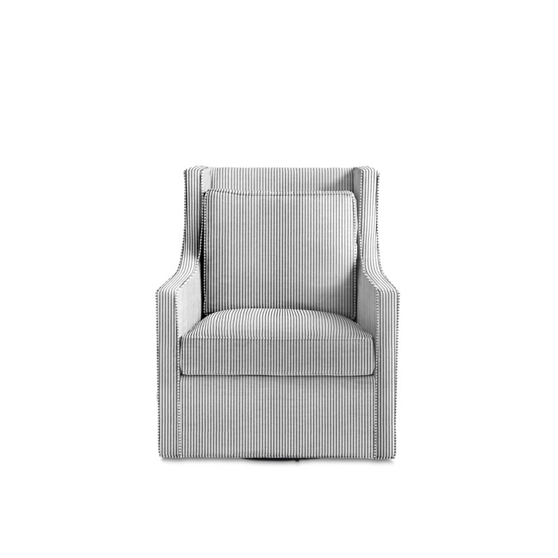 Cash Swivel Club Chair, Black Cotton