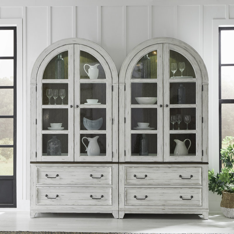 Ensemble de vitrine porte vitrée avec éclairage DEL Chalita, Blanc