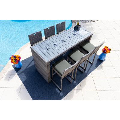 Valen 6 - Person Wicker Patio Dining Set with Rectangular Table , Sunbrella® Cushions Included