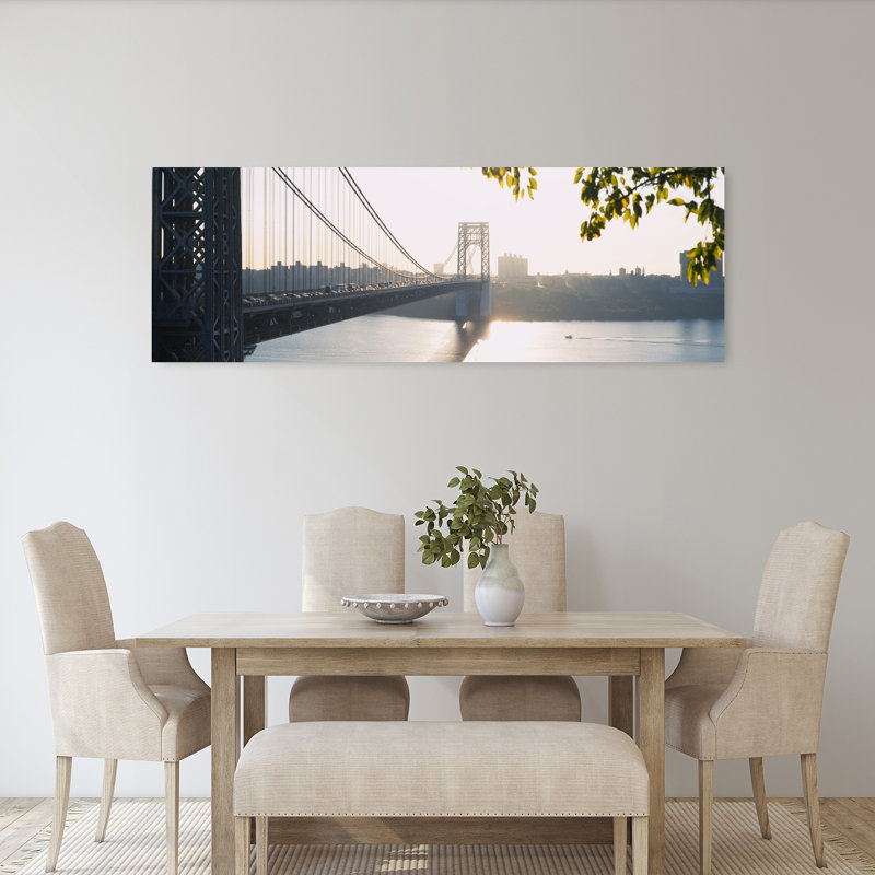 Bridge across the river George Washington Bridge New York City New York State USA 1 Piece Wrapped Canvas Panoramic Wall Art