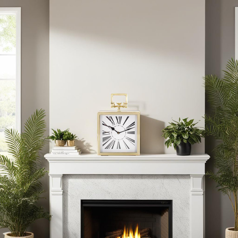 Handled Table Clock, Gold