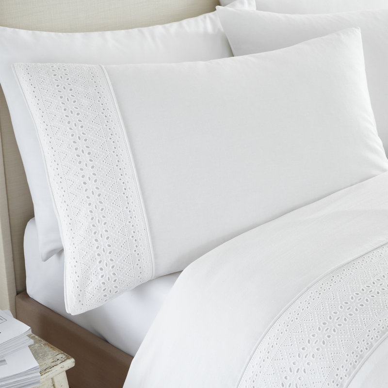 Broderie Anglaise Duvet Cover Set, Super King Duvet Cover Set + 2 Pillowcases, White