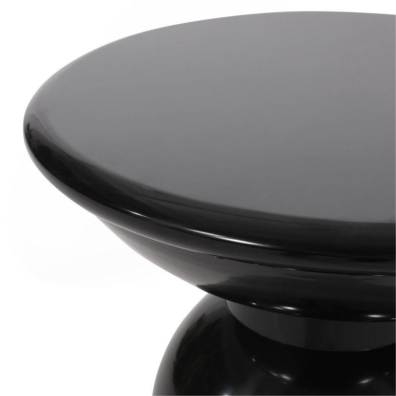 Serenita Outdoor Iron Side Tables With Flared Design, Set Of 2, Black