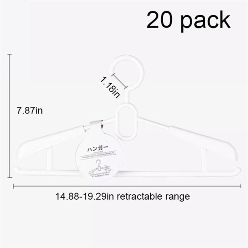 Cintre extensible en plastique avec crochet rotatif, 20