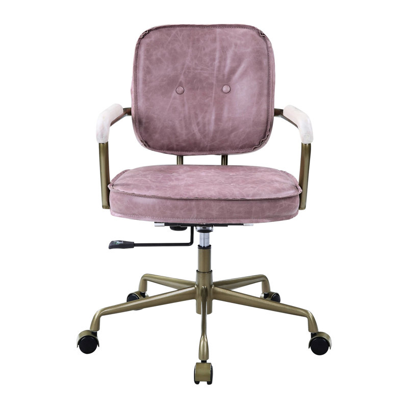 Chaise de bureau en cuir rose - coussin de 3 po d'épaisseur, densité de mousse D6,5, plancher de 16 à 19 po, largeur de siège de 20 po, profondeur de 19 po, hauteur de 19 à 22 po, accoudoir de 26 po / 29 po, dossier de 16 po à 360 ° Fonction pivotante, réglable pour