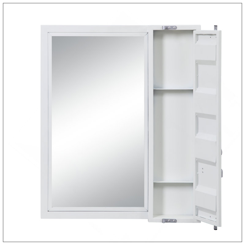 Miroir de salle de bain Cargo avec rangement sécurisé et reflet transparent pour les espaces modernes, Blanc