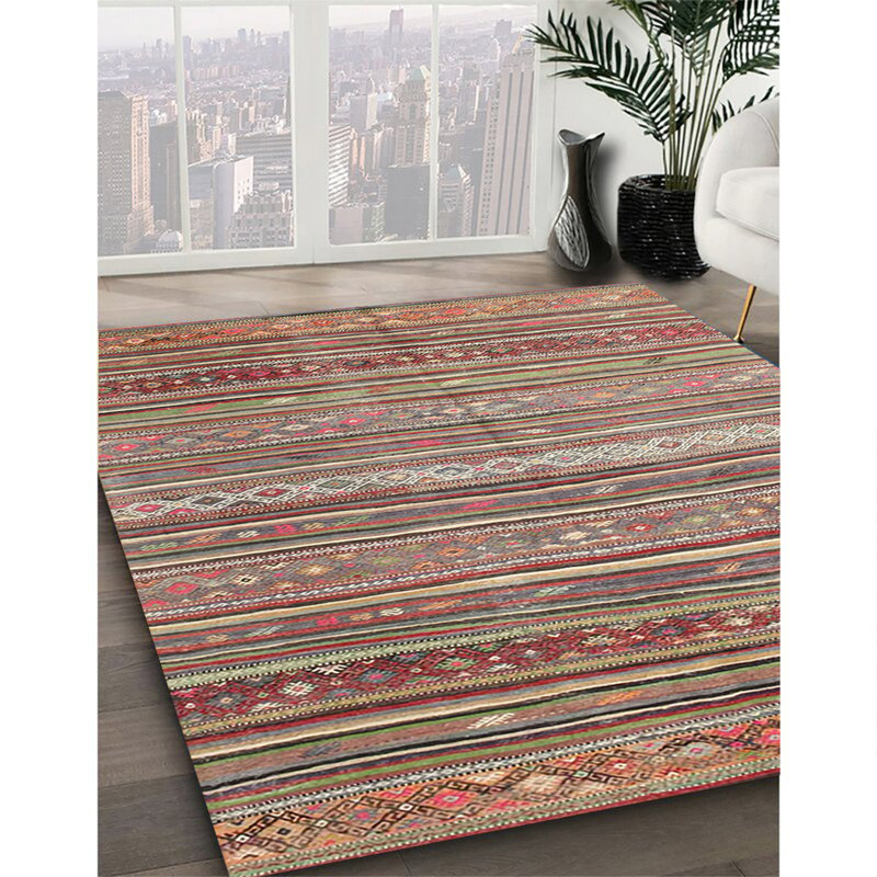 Tapis rouge / vert / brun Southwestern, Rectangle 8 pi x 12 pi