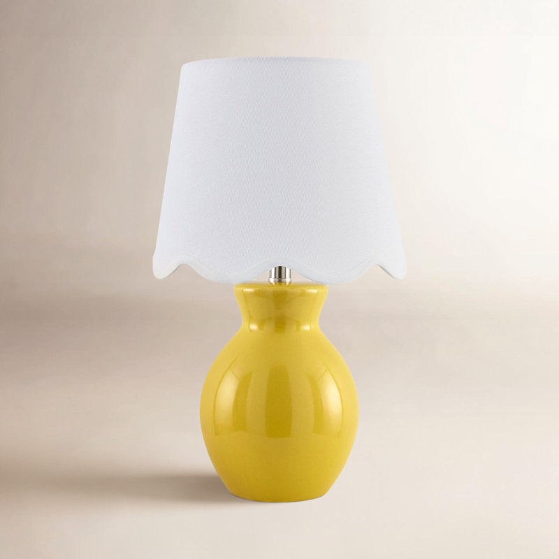 Lampe Momsen, H 15 po x l 8 po x P 8 po, Sergé blanc, Jaune