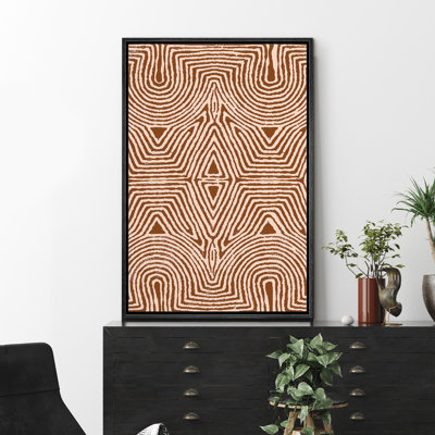 «Symmetric Triangle Tribal Print Geometric Shapes Modern Art Minimalist Dramatic Multicolor», reproduction d'art encadrée sur toile