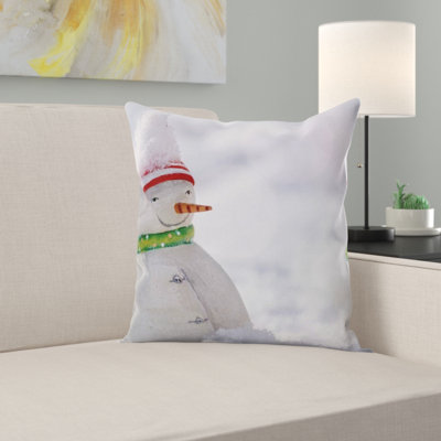 Snow Man Throw Pillow