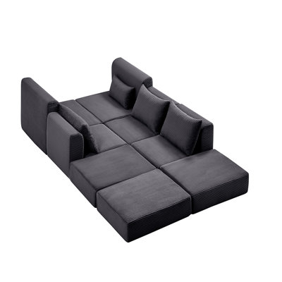 Compression Upholstered Sectional Sofa (Gray)