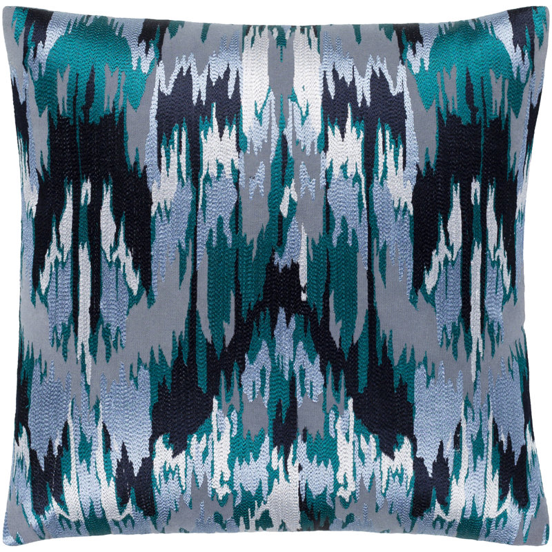 Ara Abstract Cotton Reversible Pillow Cover, 22" x 22", Charcoal/Navy
