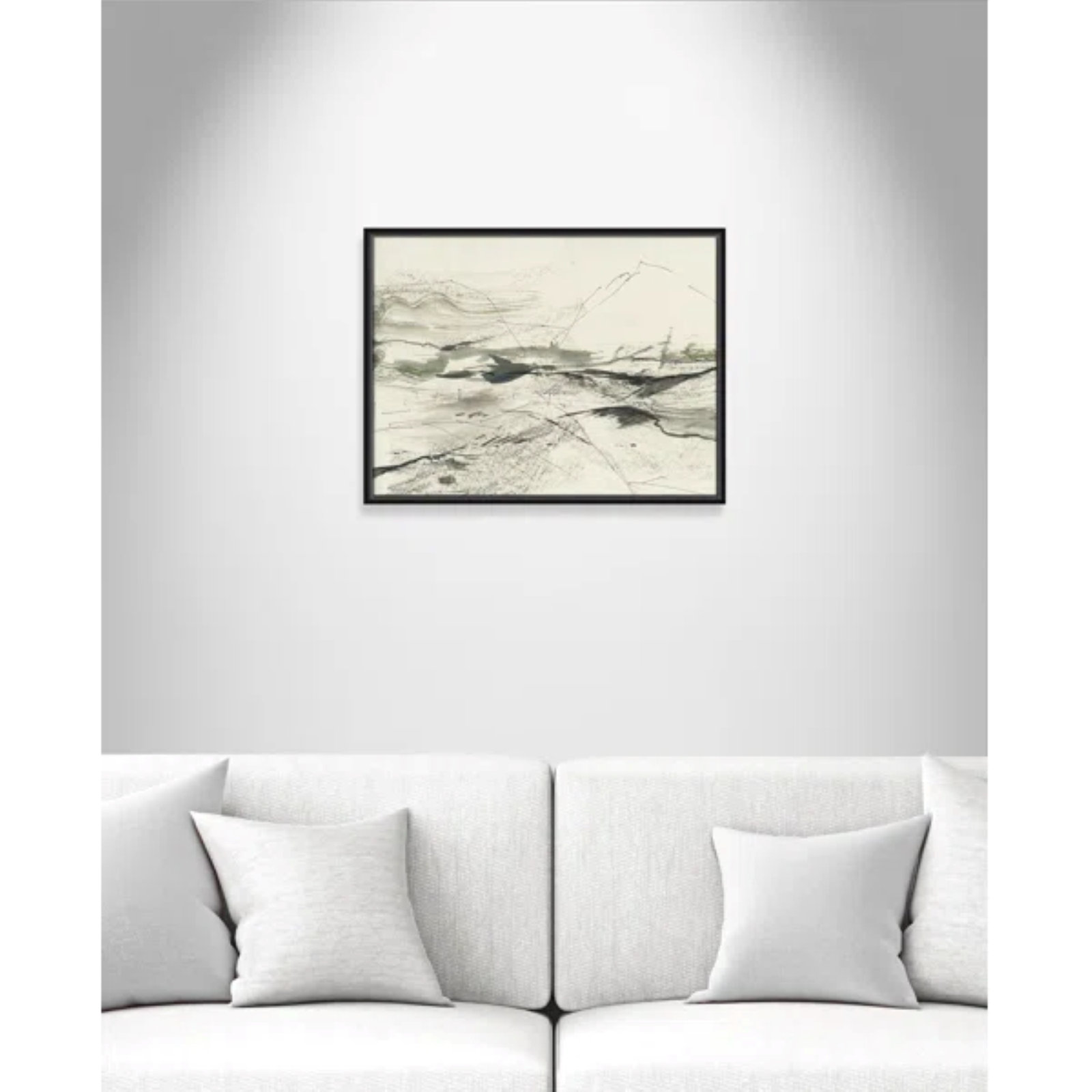 Green Sketches Print by PI Studio, 19.5" H x 25.5" W x 2" D, Black Floater Framed, No Mat