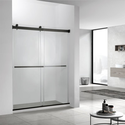 Spezia 56 in. W x 76 in. H Double Added Frameless Shower Door with Clear Glass