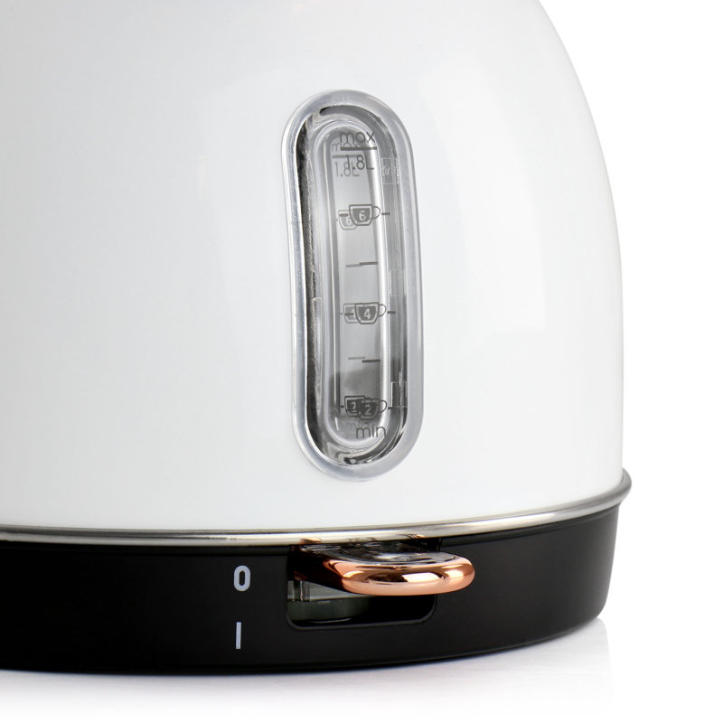 White and Rose Gold Stainless Steel Electric Tea Kettle