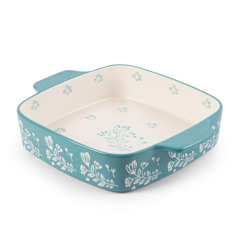 Wisenvoy Square Ceramic Casserole Bakeware, Turquoise