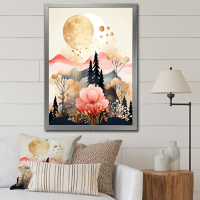 «Serene Boho Chic Landscape in Pastel & Gold I», reproduction sur toile