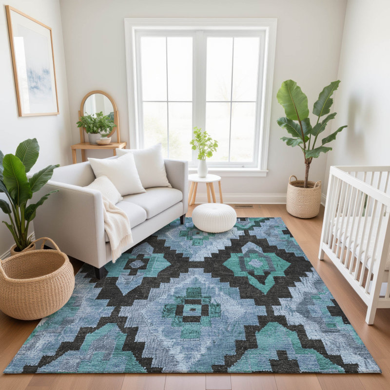Premium Machine Washable Mayfield AMF1894 Aztec Rug, Rectangle 2'6" x 3'10"