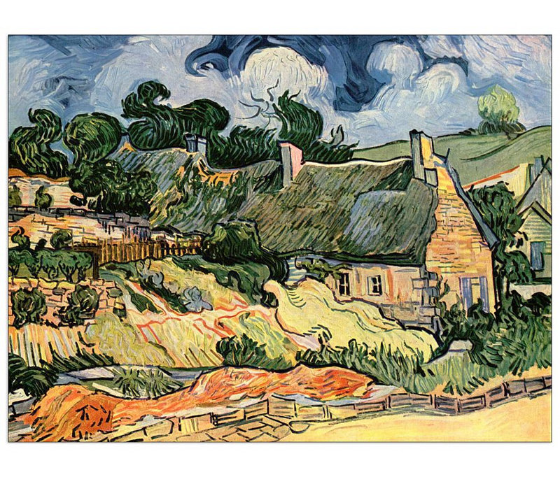 'Shelters in Cordeville' by Vincent Van Gogh Painting Print, 60cm H x 80cm W x 1.8cm D