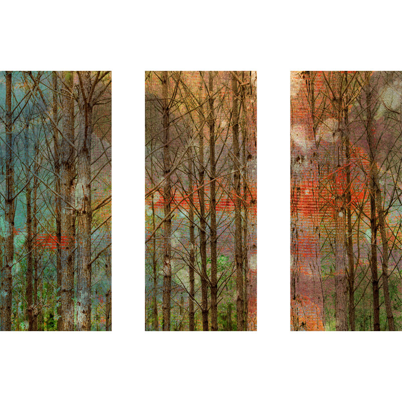 «Through The Trees» par Marmont Hill - Ensemble de 3 toiles tendues, 40 po x 60 po