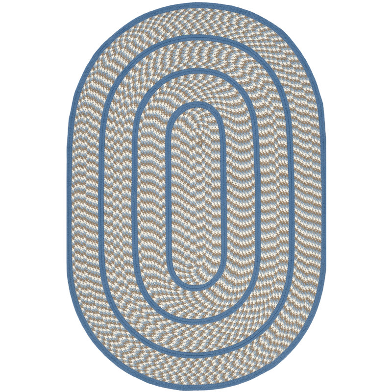 Georgina Ivory/Blue Area Rug, Oval 4' x 6'