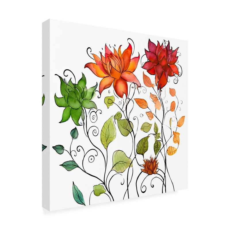 Impression florale sur toile III, H 14 po x l 14 po x P 2 po