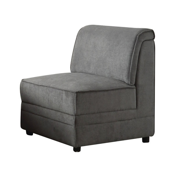 Latitude Run® Estrada Grey Armless Chair with Tight Cushion | Wayfair