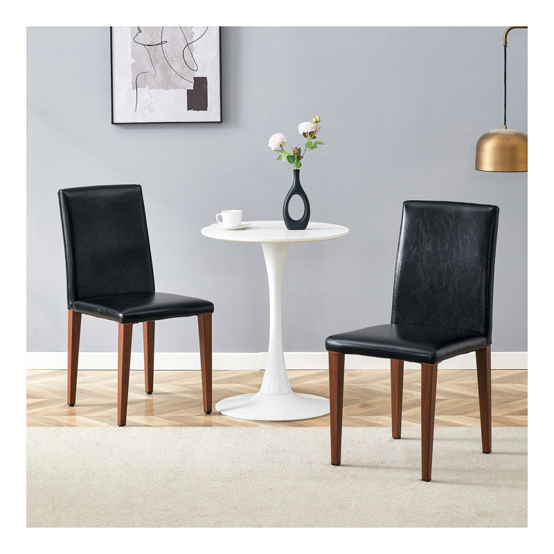 Chaises de salle à manger élégantes et polyvalentes en cuir synthétique, 2, Noir, Black