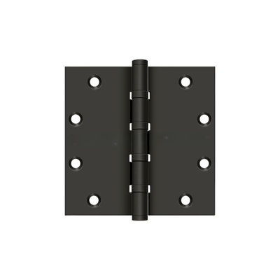 Deltana DSB55B3-UNL 5" x 5" Square Hinges, Ball Bearings in Unlacquered Brass Pair