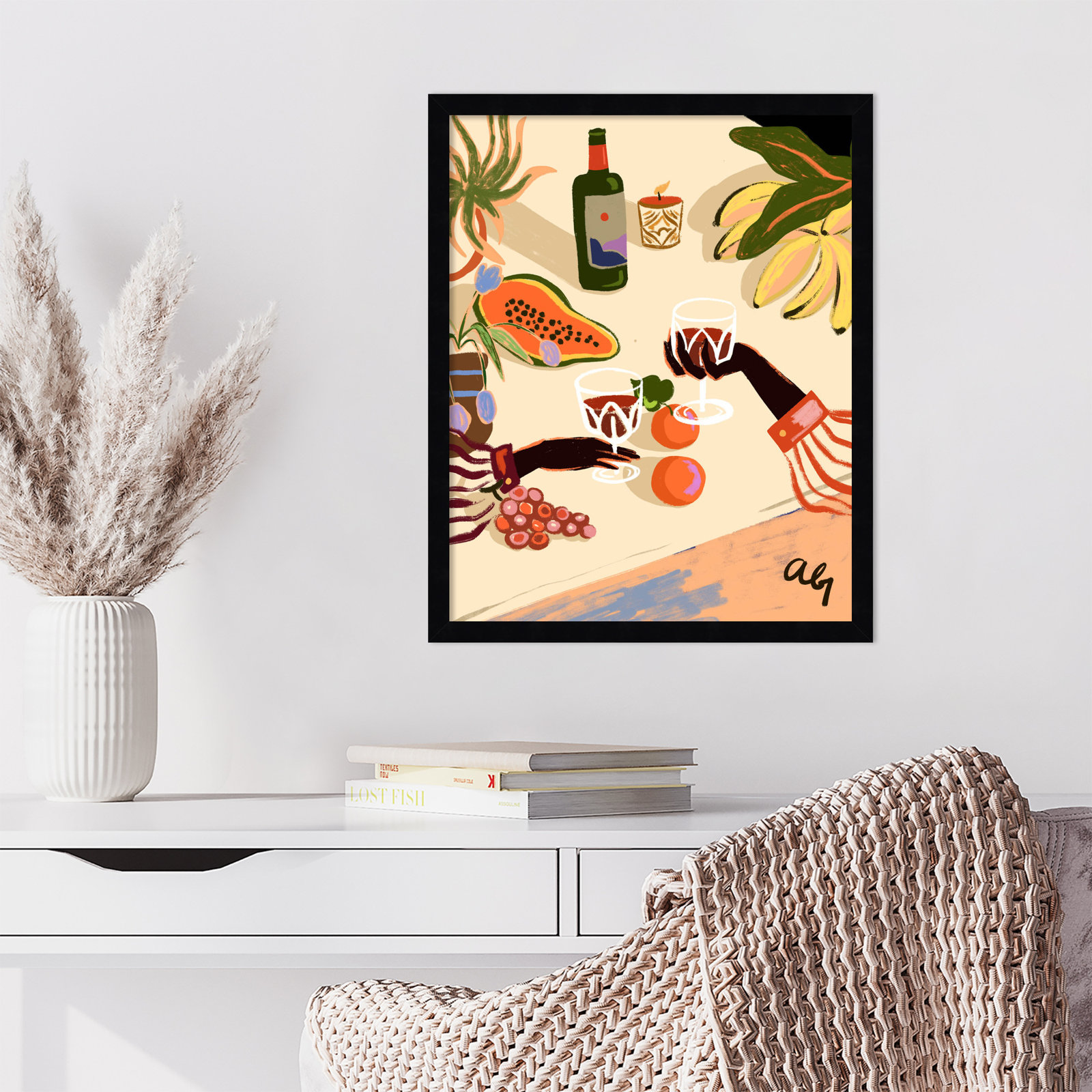 Pritchard "Cheers to You (Wine)" Print, Black, 21" H x 17" W
