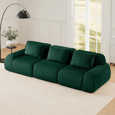 Canapé modulaire 114 po pour salon modulaire de 114 po, tissu en flanelle, canapé 3 places surdimensionné, canapé désossé, siège profond, connexion à boucle, conception antidérapante