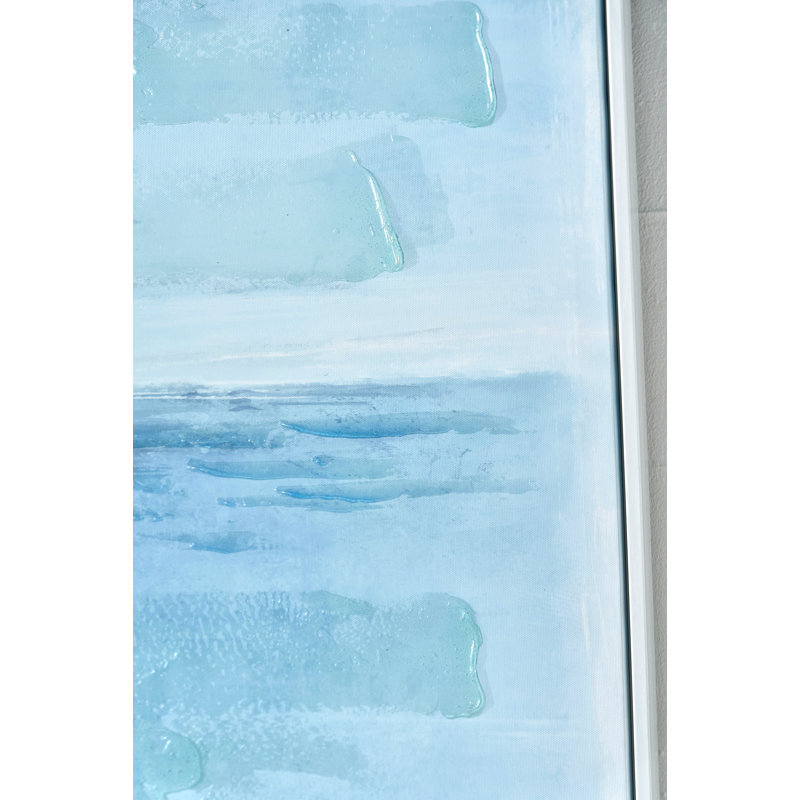 Blues Abstract Canvas With White Frame - Single Picture Frame Print on Canvas