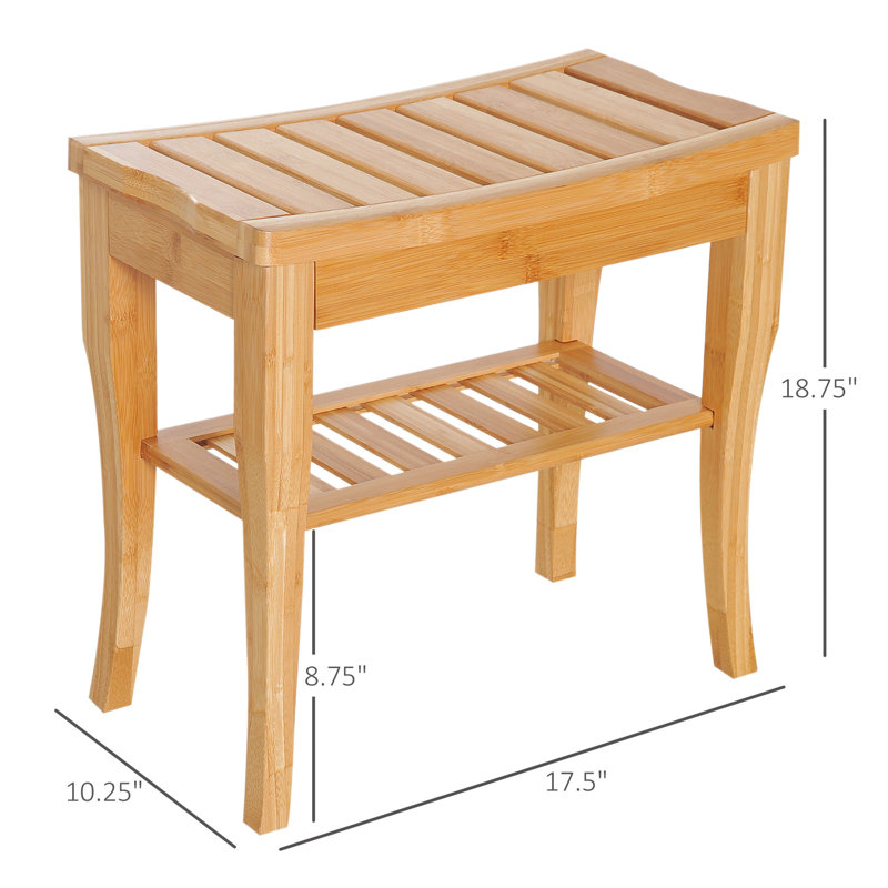 Stylish Bamboo Shower Bench with Practical Storage and Stable Structure