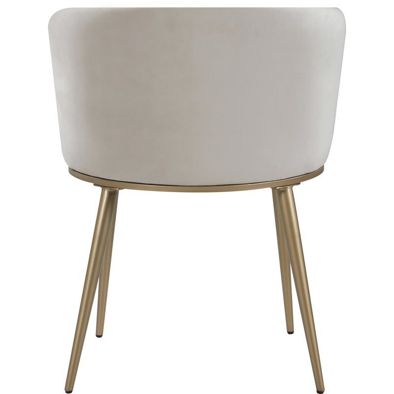 Skylar Velvet Dining Chair, Brushed Gold, Cream Velvet